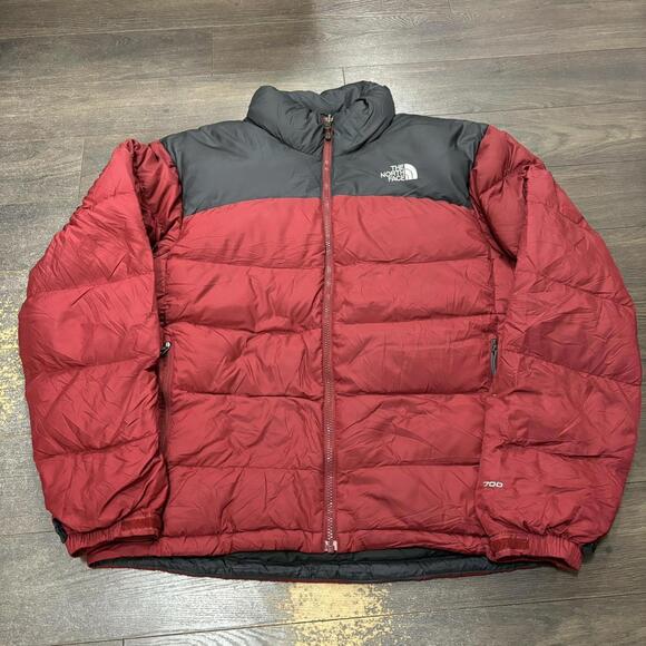 The North Face 700 puffer jacket nuptse M Red Grey - Picture 3 of 8